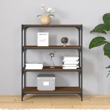 Book Cabinet Brown Oak 80x33x100 cm Engineered Wood and Steel