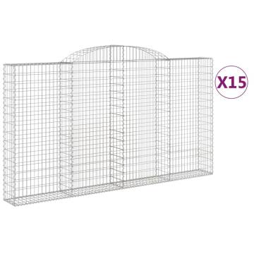 Arched Gabion Baskets 15 pcs 300x30x160/180 cm Galvanised Iron