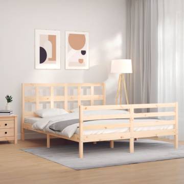 Bed Frame with Headboard 160x200 cm Solid Wood