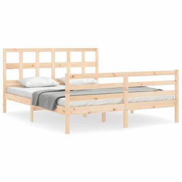 Bed Frame with Headboard 160x200 cm Solid Wood