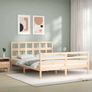 Bed Frame with Headboard 160x200 cm Solid Wood