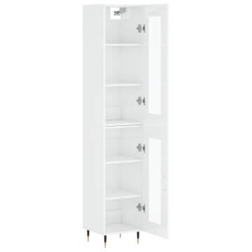 Highboard High Gloss White 34.5x34x180 cm Engineered Wood