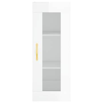 Highboard High Gloss White 34.5x34x180 cm Engineered Wood