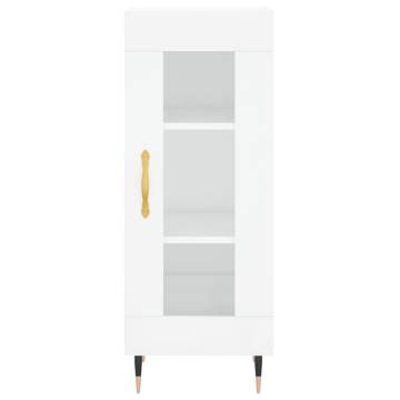 Highboard High Gloss White 34.5x34x180 cm Engineered Wood