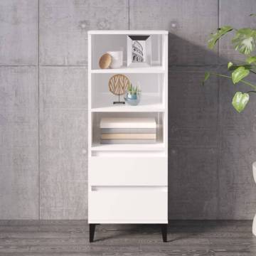 Highboard High Gloss White 40x36x110 cm Engineered Wood