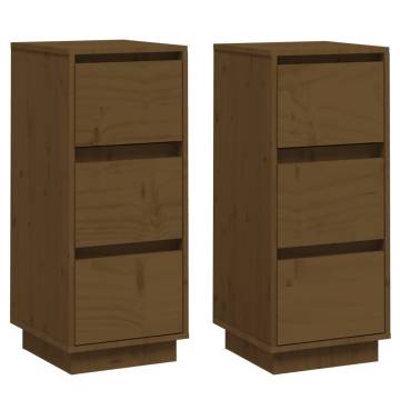 Sideboards 2 pcs Honey Brown 32x34x75 cm Solid Wood Pine