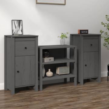 Sideboards 2 pcs Grey 40x35x80 cm Solid Wood Pine