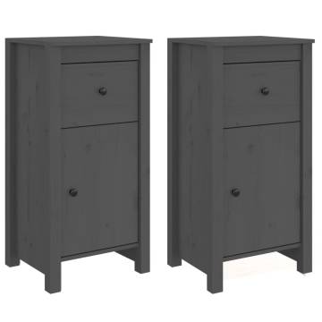 Sideboards 2 pcs Grey 40x35x80 cm Solid Wood Pine