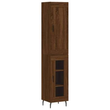 Highboard Brown Oak 34.5x34x180 cm Engineered Wood