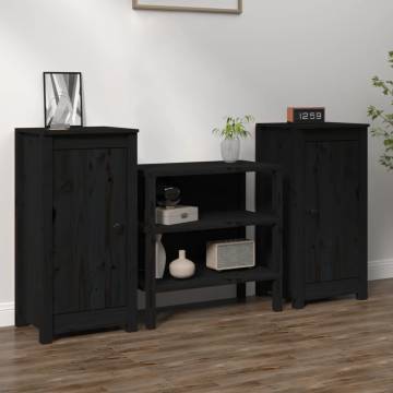 Sideboards 2 pcs Black 40x35x80 cm Solid Wood Pine