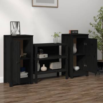 Sideboards 2 pcs Black 40x35x80 cm Solid Wood Pine