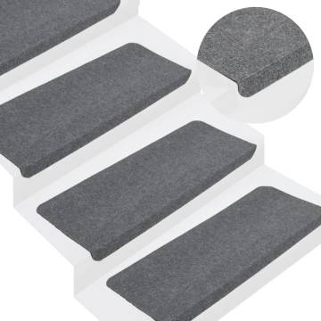 Stair Mats Self-adhesive 15 pcs 65x24.5x3.5 cm Grey