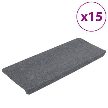 Stair Mats Self-adhesive 15 pcs 65x24.5x3.5 cm Grey