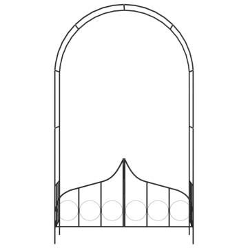 Garden Arch with Gate Black 138x40x238 cm Iron