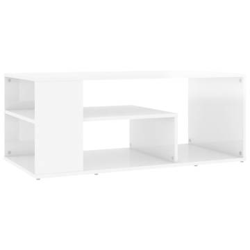 Coffee Table High Gloss White 100x50x40 cm Engineered Wood