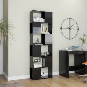 Book Cabinet Room Divider High Gloss Black 60x24x186 cm