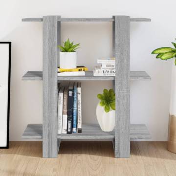 Book Cabinet/Room Divider Grey Sonoma 80x30x87 cm