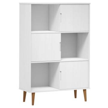 Bookcase MOLDE White 90x35x133,5 cm Solid Wood Pine