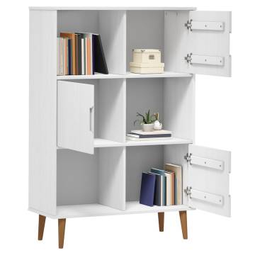 Bookcase MOLDE White 90x35x133,5 cm Solid Wood Pine