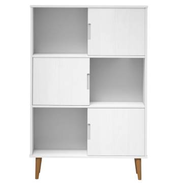 Bookcase MOLDE White 90x35x133,5 cm Solid Wood Pine