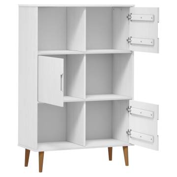 Bookcase MOLDE White 90x35x133,5 cm Solid Wood Pine