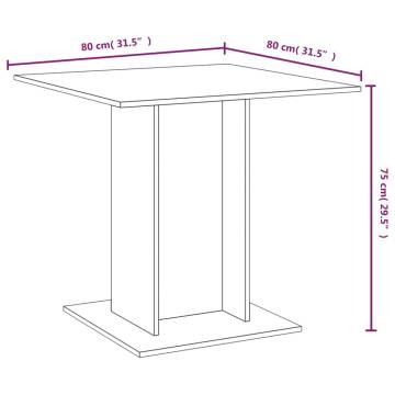 Dining Table Grey Sonoma 80x80x75 cm Engineered Wood