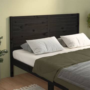 Bed Headboard Black 126x4x100 cm Solid Wood Pine