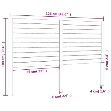 Bed Headboard Black 126x4x100 cm Solid Wood Pine