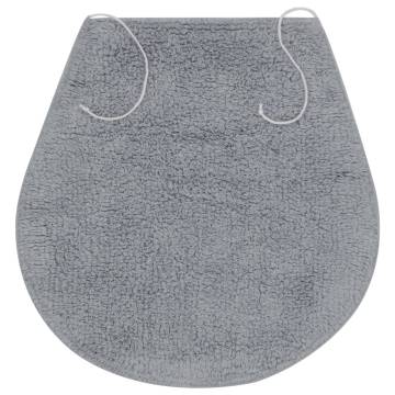 Bathroom Mat Set 3 Pieces Fabric Grey