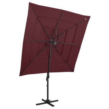 4-Tier Parasol with Aluminium Pole Bordeaux Red 250x250 cm