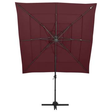 4-Tier Parasol with Aluminium Pole Bordeaux Red 250x250 cm