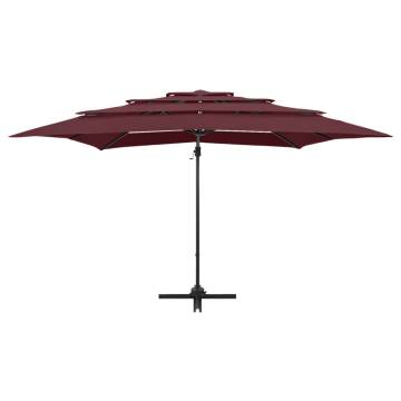 4-Tier Parasol with Aluminium Pole Bordeaux Red 250x250 cm