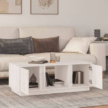 Coffee Table White 110x50x40 cm Solid Wood Pine