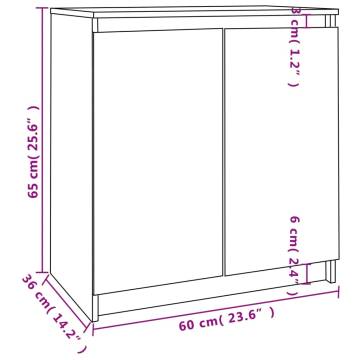 Side Cabinet White 60x36x65 cm Solid Pinewood