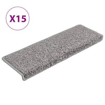 Carpet Stair Treads 15 pcs 65x21x4 cm Grey