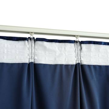 Blackout Curtains 2 pcs with Hooks Velvet Dark Blue 140x245 cm