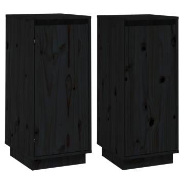 Sideboards 2 pcs Black 31.5x34x75 cm Solid Wood Pine