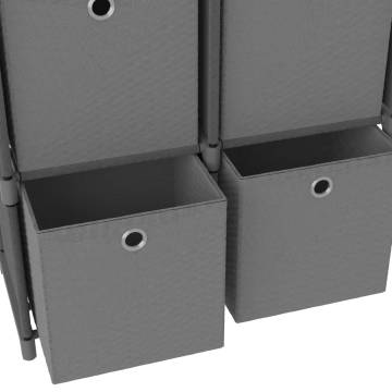 6-Cube Display Shelf with Boxes Grey 103x30x72.5 cm Fabric