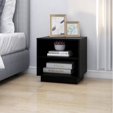 Bedside Cabinet Black 40x34x40 cm Solid Wood Pine