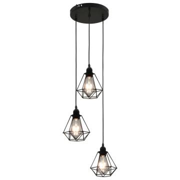 Ceiling Lamp with Diamond Design Black 3 x E27 Bulbs