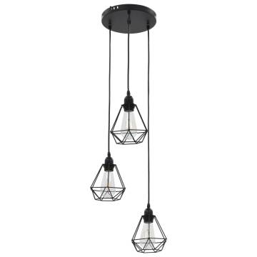 Ceiling Lamp with Diamond Design Black 3 x E27 Bulbs