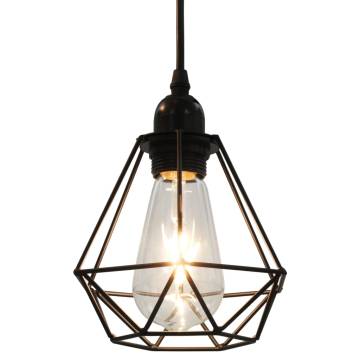 Ceiling Lamp with Diamond Design Black 3 x E27 Bulbs