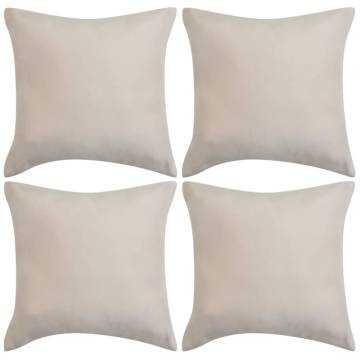 Cushion Covers 4 pcs 50x50 cm Polyester Faux Suede Beige