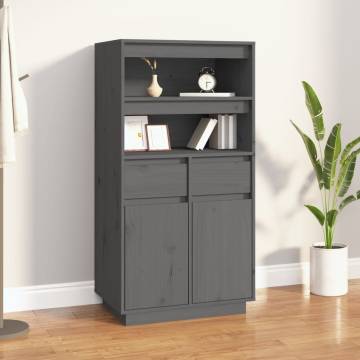 Highboard Grey 60x40x116.5 cm Solid Wood Pine