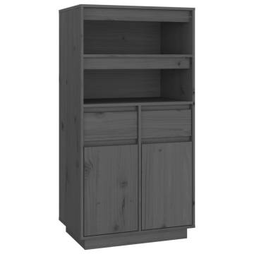 Highboard Grey 60x40x116.5 cm Solid Wood Pine