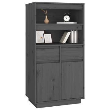 Highboard Grey 60x40x116.5 cm Solid Wood Pine