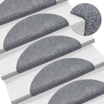 Self-adhesive Stair Mats 10 pcs Light Grey 56x17x cm Needle Punch