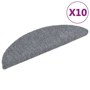 Self-adhesive Stair Mats 10 pcs Light Grey 56x17x cm Needle Punch