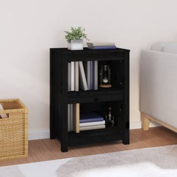 Book Cabinet Black 50x35x68 cm Solid Wood Pine