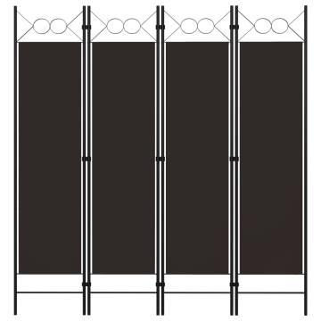 4-Panel Room Divider Brown 160x180 cm